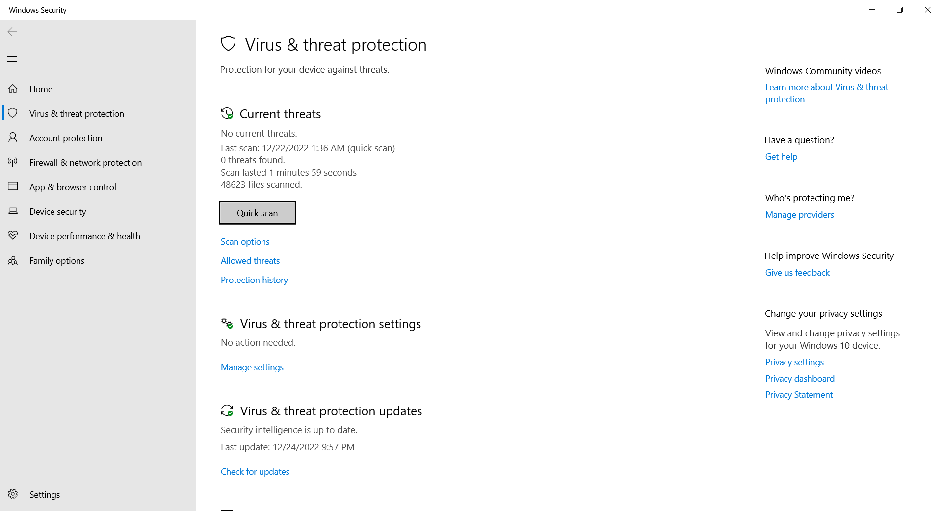 Virus and Threat Protection