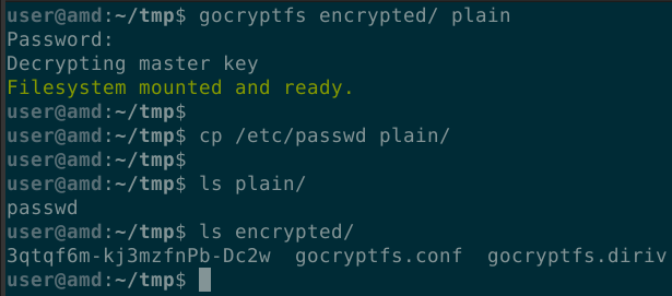 Terminal with password prompt and file system mounted message