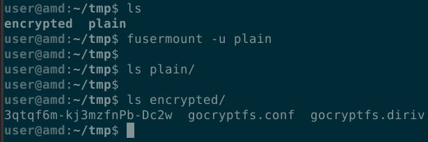 Terminal with unmounted file system